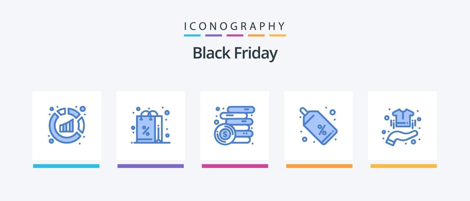 Black Friday Blue 5 Icon Pack Including hand. price tag. finance. tag. discount. Creative Icons Design vector
