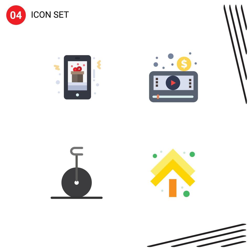 4 4 creativo íconos moderno señales y símbolos de Navidad vídeo móvil regalo medios de comunicación monociclo editable vector diseño elementos
