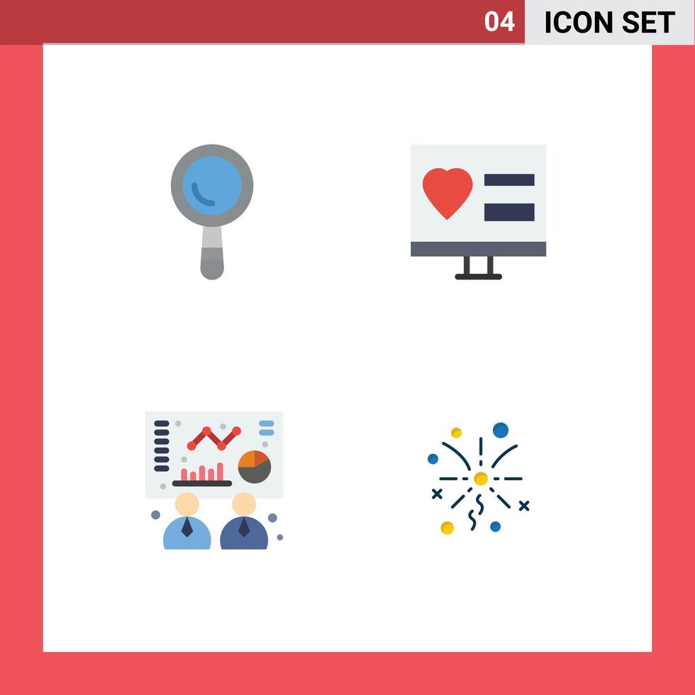 4 Creative Icons Modern Signs and Symbols of search chart app web fireworks Editable Vector Design Elements