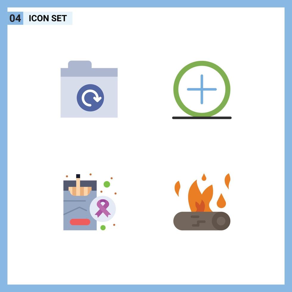 Group of 4 Modern Flat Icons Set for folder health add new smoking Editable Vector Design Elements