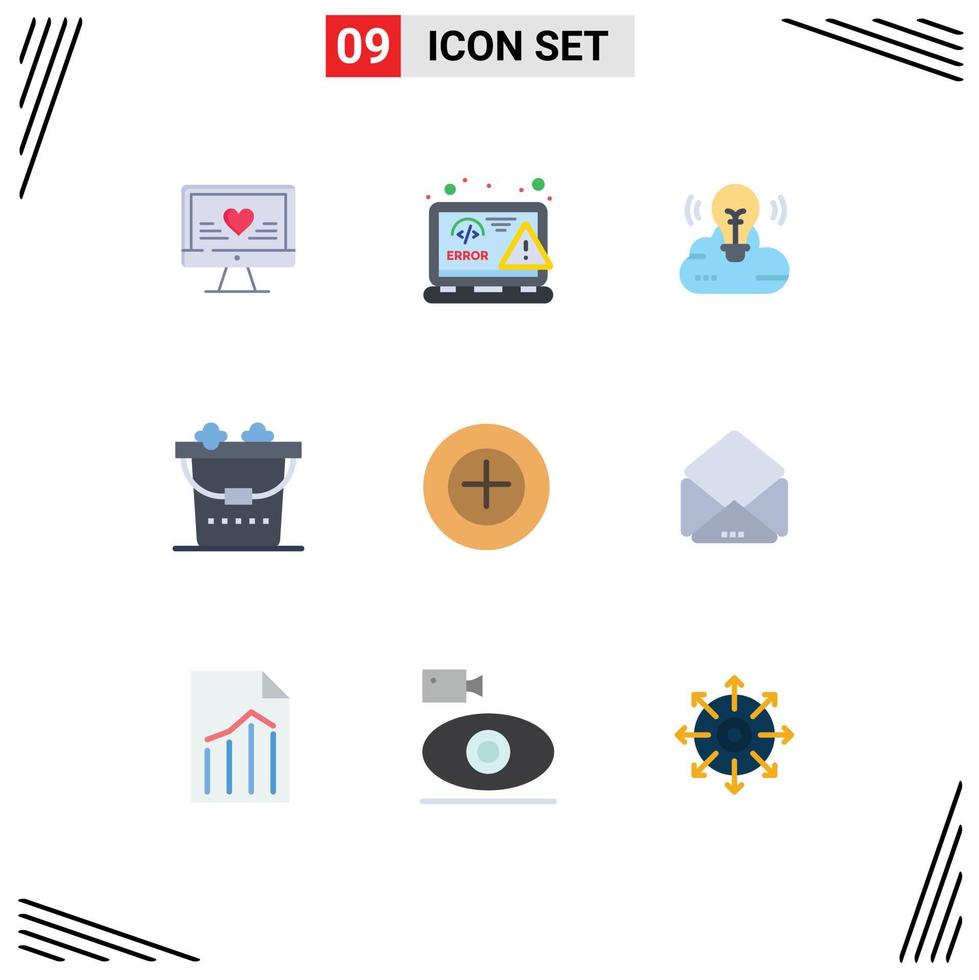 Flat Color Pack of 9 Universal Symbols of more wash error lifestyle creative campaign Editable Vector Design Elements
