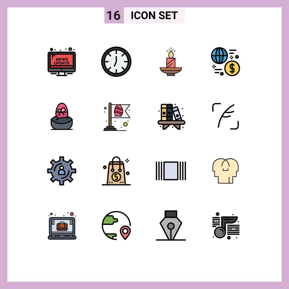 Stock Vector Icon Pack of 16 Line Signs and Symbols for global currency candle wax lamp Editable Creative Vector Design Elements