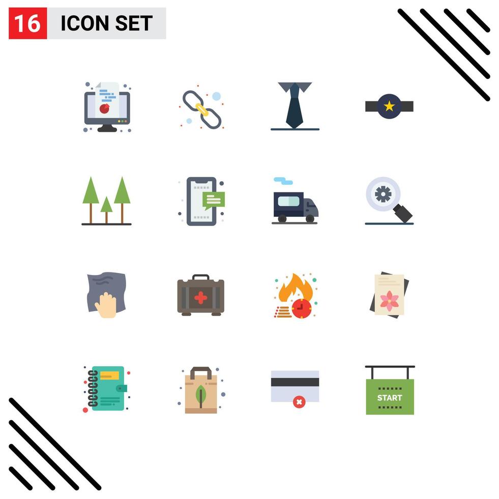 16 Creative Icons Modern Signs and Symbols of forest rank web link military grade Editable Pack of Creative Vector Design Elements