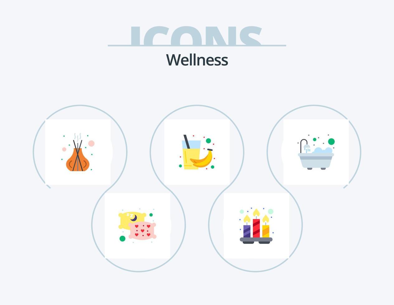 Wellness Flat Icon Pack 5 Icon Design. bathtub. juice. relax. health. drink vector