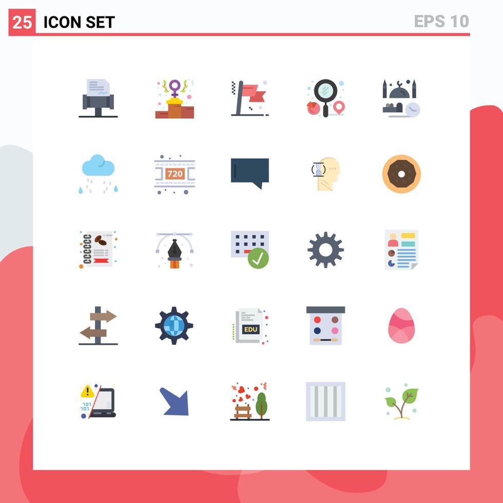 Stock Vector Icon Pack of 25 Line Signs and Symbols for mosque business business search graph Editable Vector Design Elements