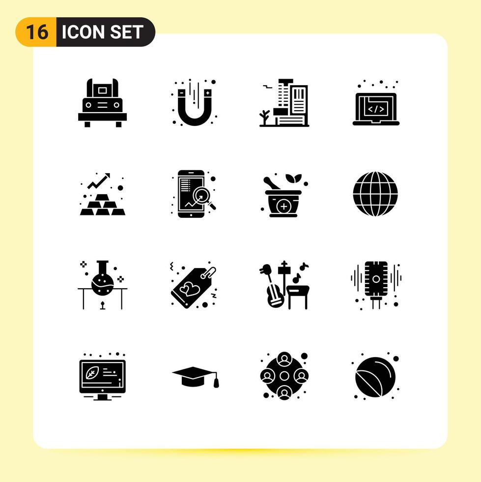 16 Creative Icons Modern Signs and Symbols of software creative magnetic code estate Editable Vector Design Elements