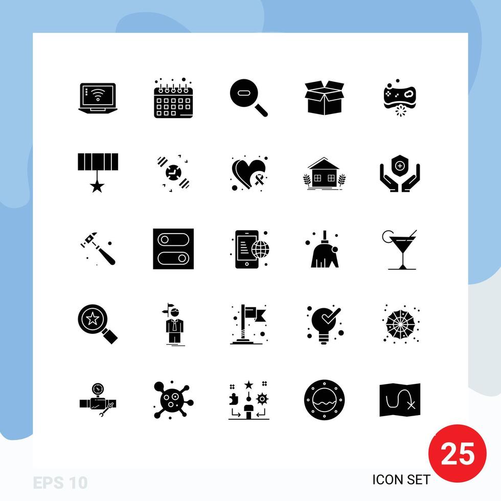 Pack of 25 Modern Solid Glyphs Signs and Symbols for Web Print Media such as army soap research face product Editable Vector Design Elements