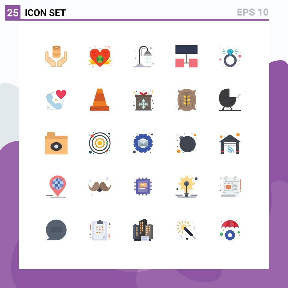 Pictogram Set of 25 Simple Flat Colors of telephone present water diamond sitemap Editable Vector Design Elements