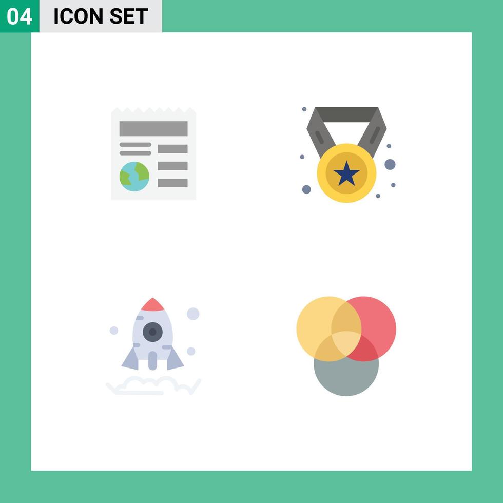 4 Universal Flat Icon Signs Symbols of basic launch ui champion rgb Editable Vector Design Elements
