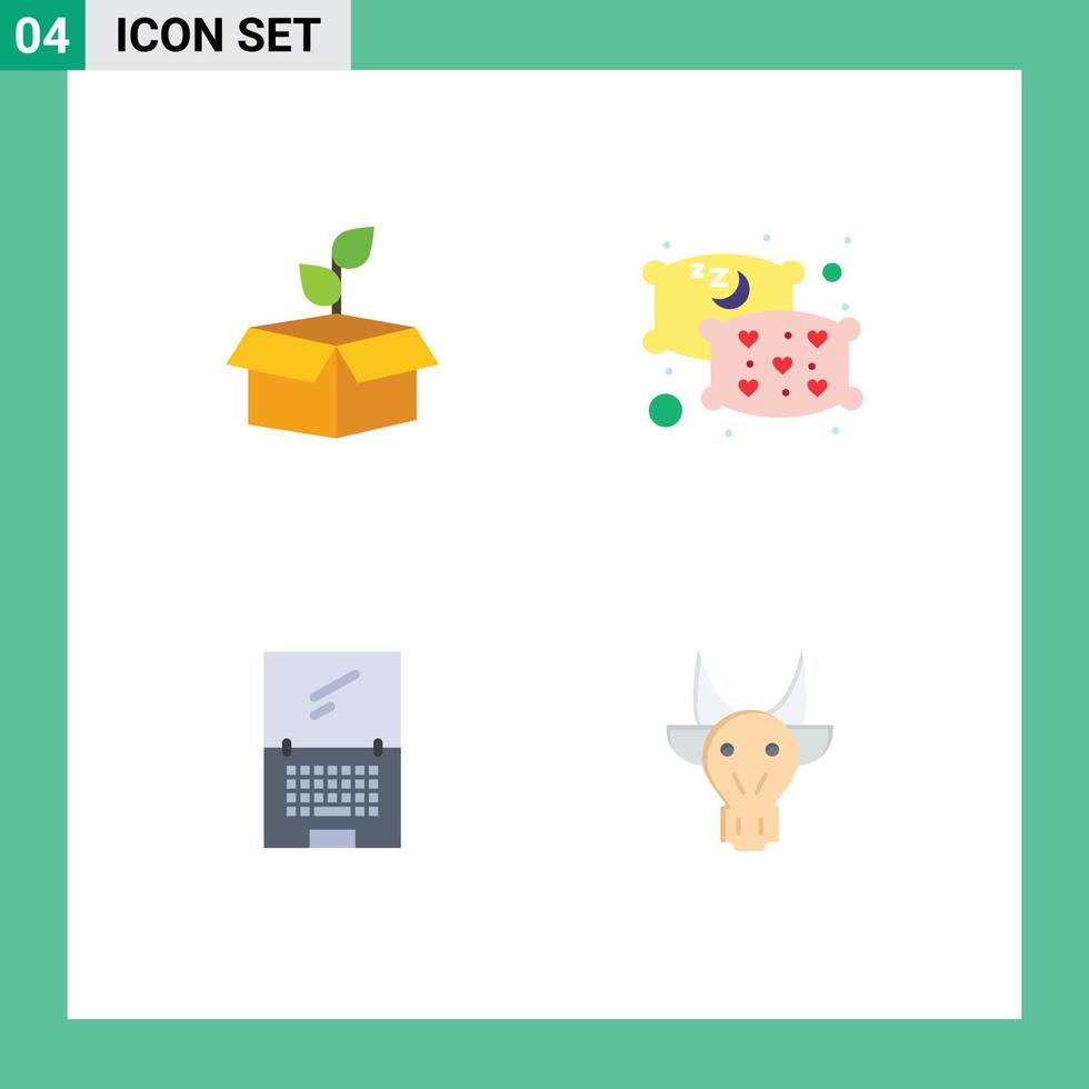 4 4 universal plano icono señales símbolos de eco monitor planta relajarse imac editable vector diseño elementos