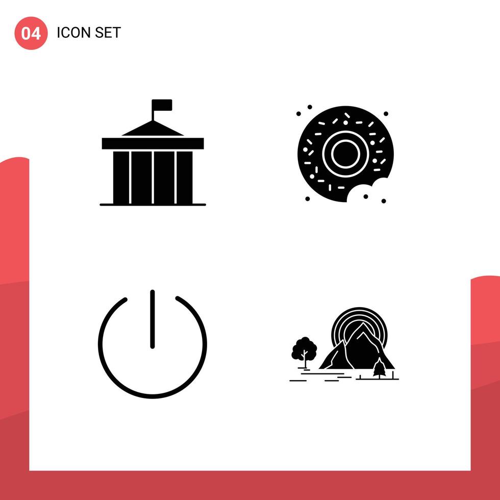 Stock Vector Icon Pack of 4 Line Signs and Symbols for acropolis switch court food mountain Editable Vector Design Elements