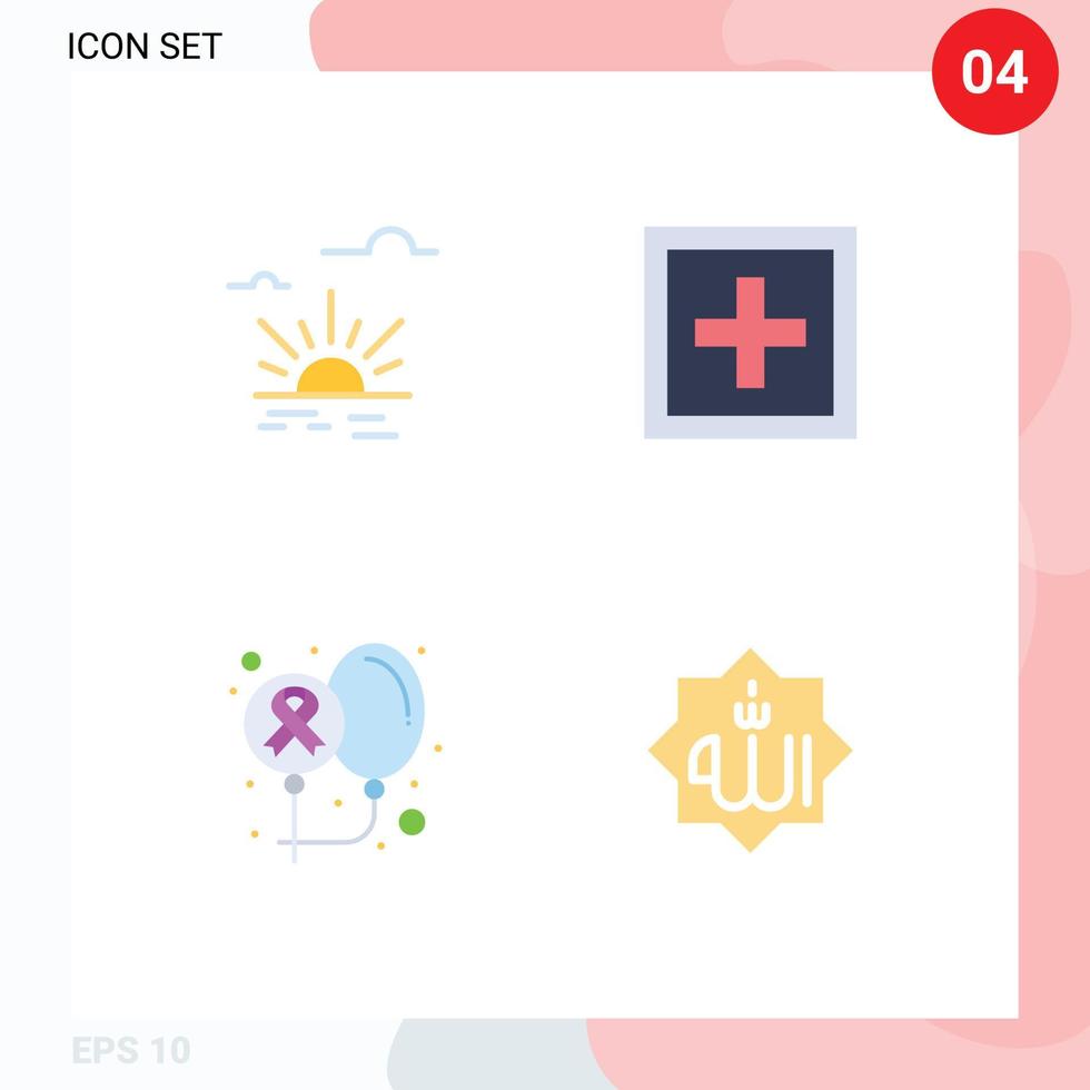 Pictogram Set of 4 Simple Flat Icons of sun balloons spring information day Editable Vector Design Elements