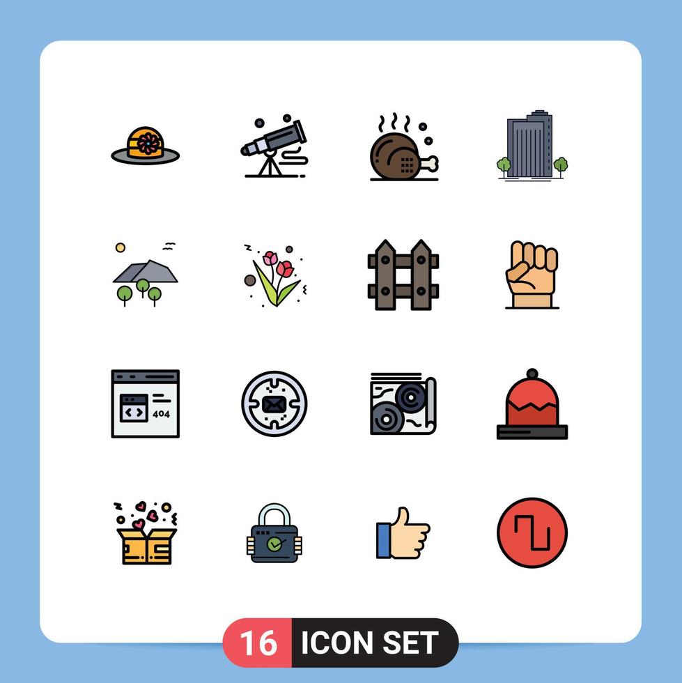 Set of 16 Modern UI Icons Symbols Signs for smart plant chicken green meal Editable Creative Vector Design Elements
