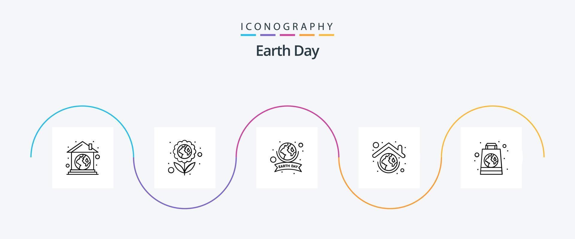 Earth Day Line 5 Icon Pack Including bag. green. earth. globe. earth vector