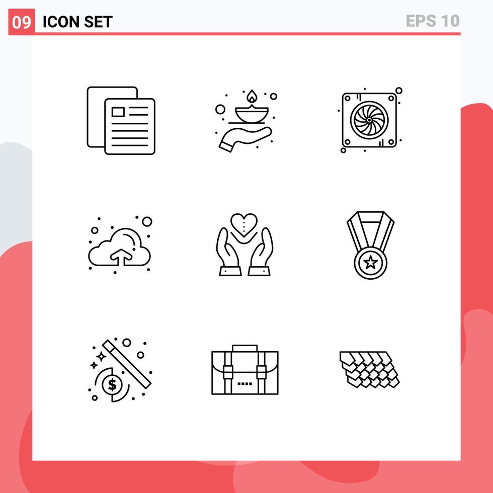 9 Creative Icons Modern Signs and Symbols of compassion upload oil up hardware Editable Vector Design Elements