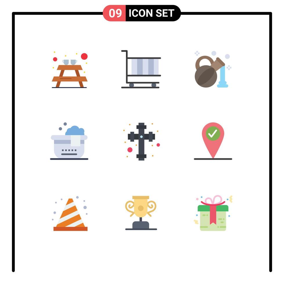9 Flat Color concept for Websites Mobile and Apps check in christian olive celebration bath Editable Vector Design Elements