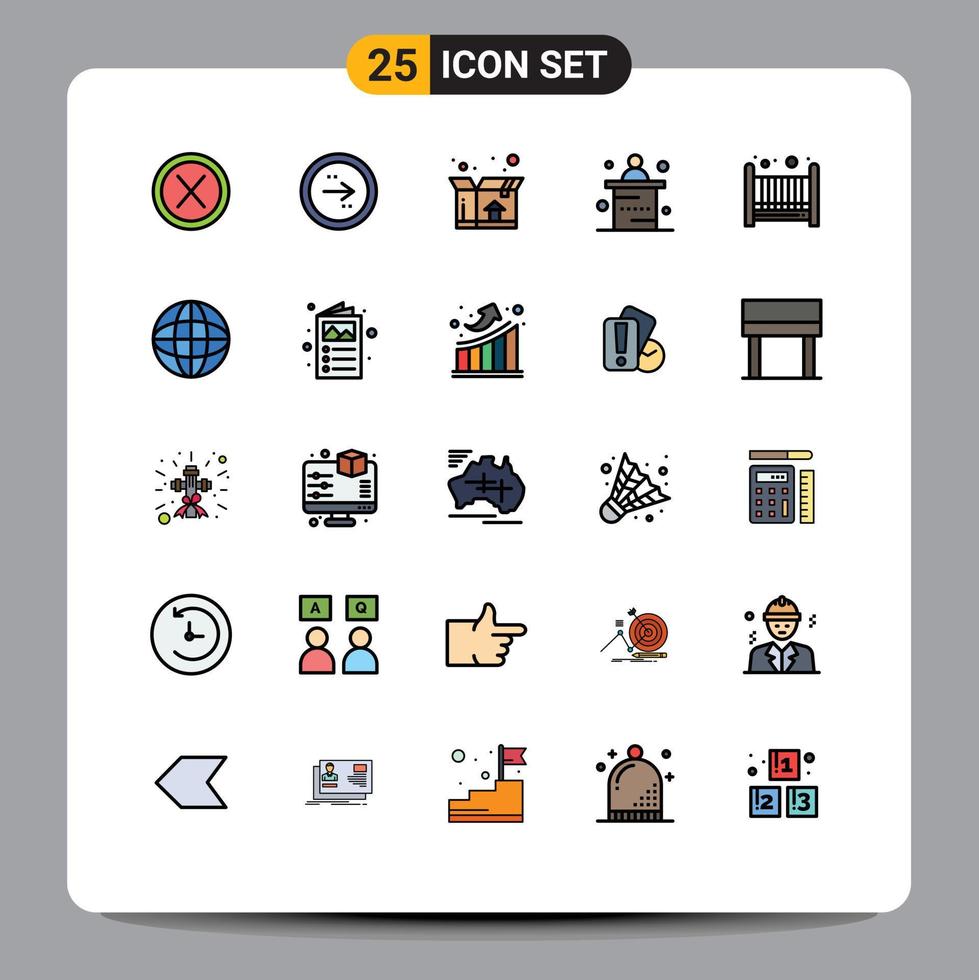 Set of 25 Modern UI Icons Symbols Signs for baby office interface marketing shipping Editable Vector Design Elements