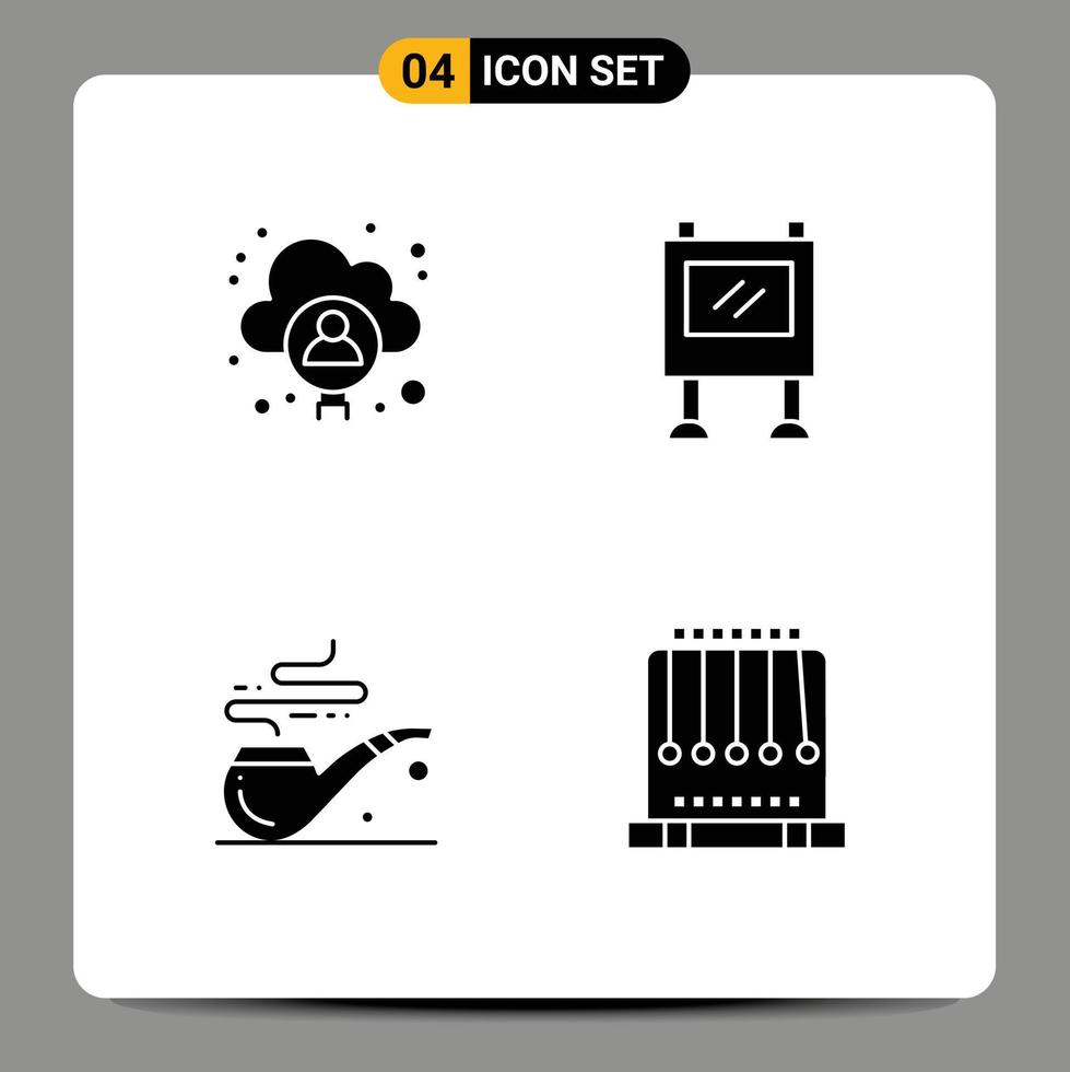 4 Creative Icons Modern Signs and Symbols of account smoke user billboard gravity Editable Vector Design Elements