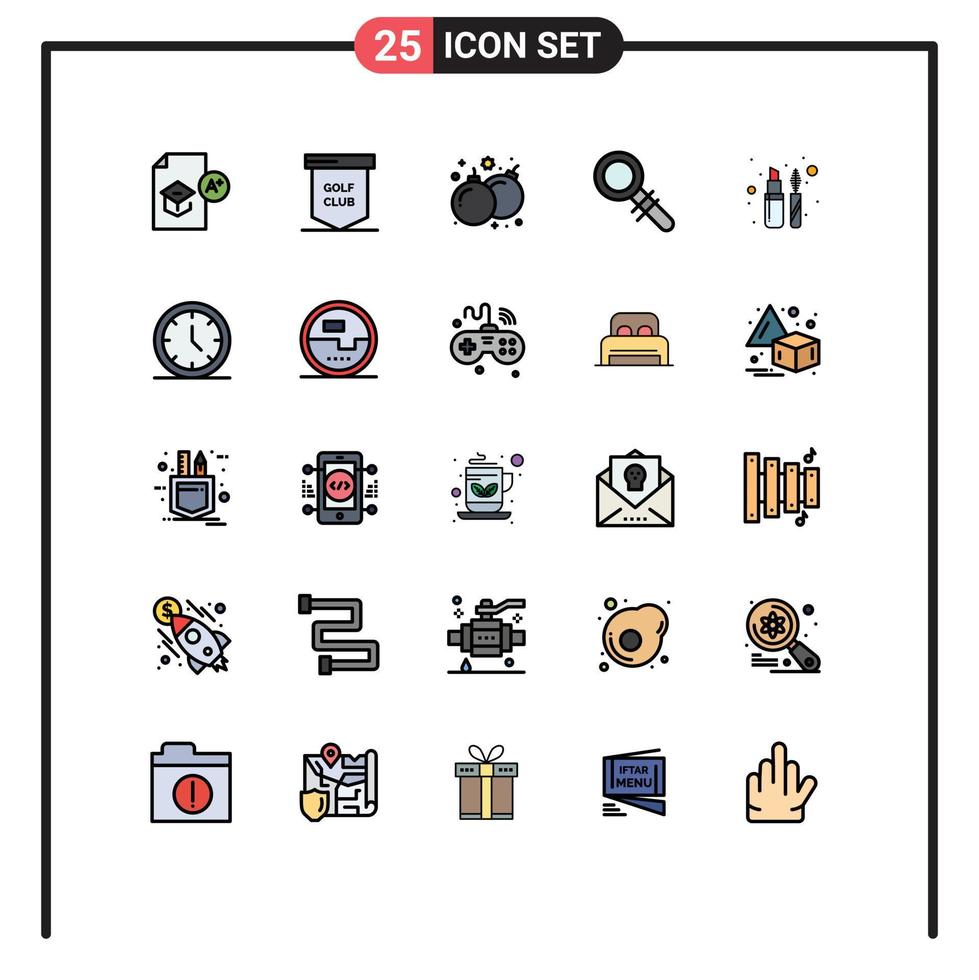 Stock Vector Icon Pack of 25 Line Signs and Symbols for lips stick look sport find game Editable Vector Design Elements