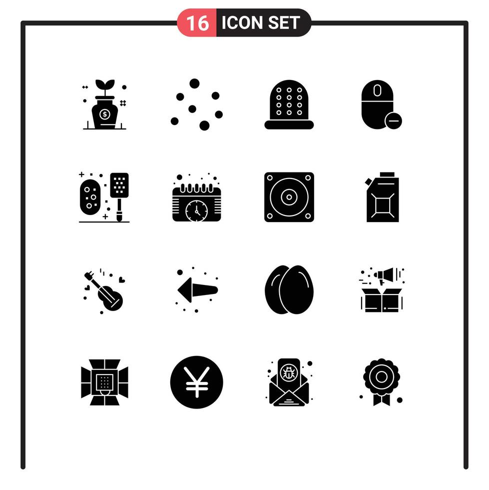 Stock Vector Icon Pack of 16 Line Signs and Symbols for shower bathroom thimble bath mouse Editable Vector Design Elements