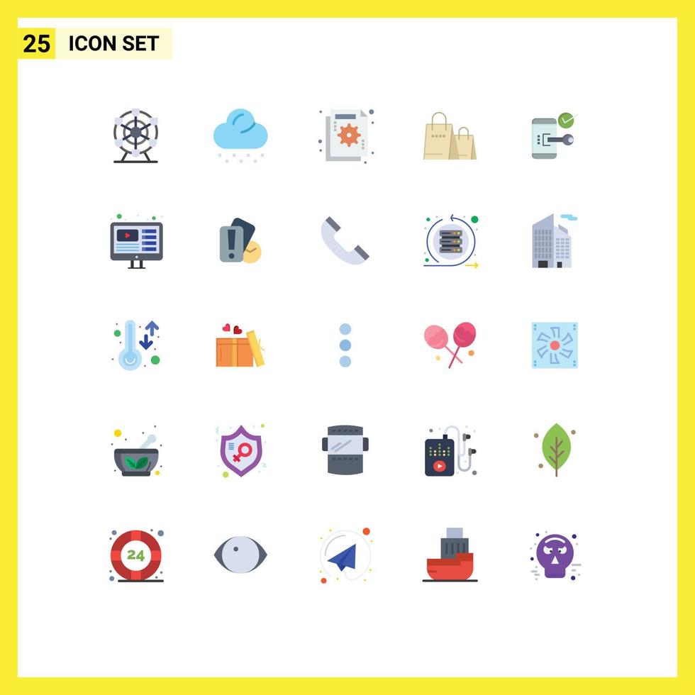 Set of 25 Commercial Flat Colors pack for mobile key chart shop handbag Editable Vector Design Elements