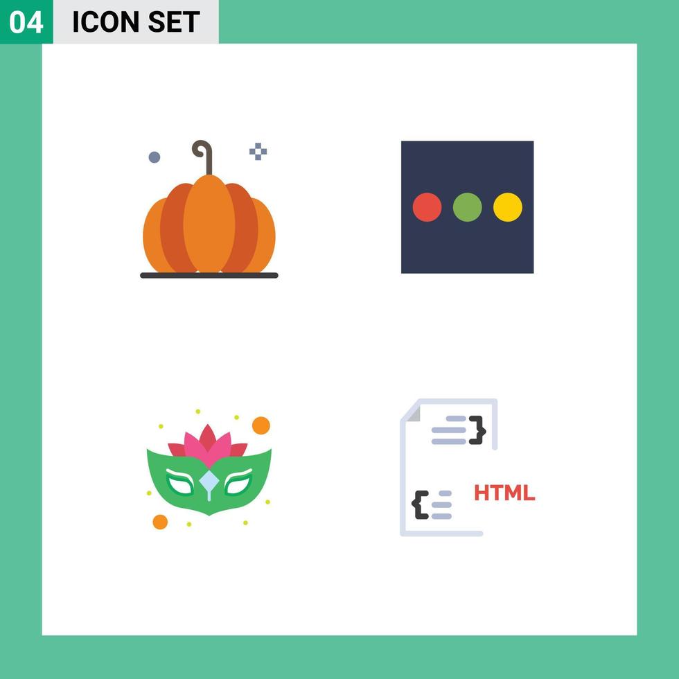 Flat Icon Pack of 4 Universal Symbols of food coding vegetable carnival development Editable Vector Design Elements