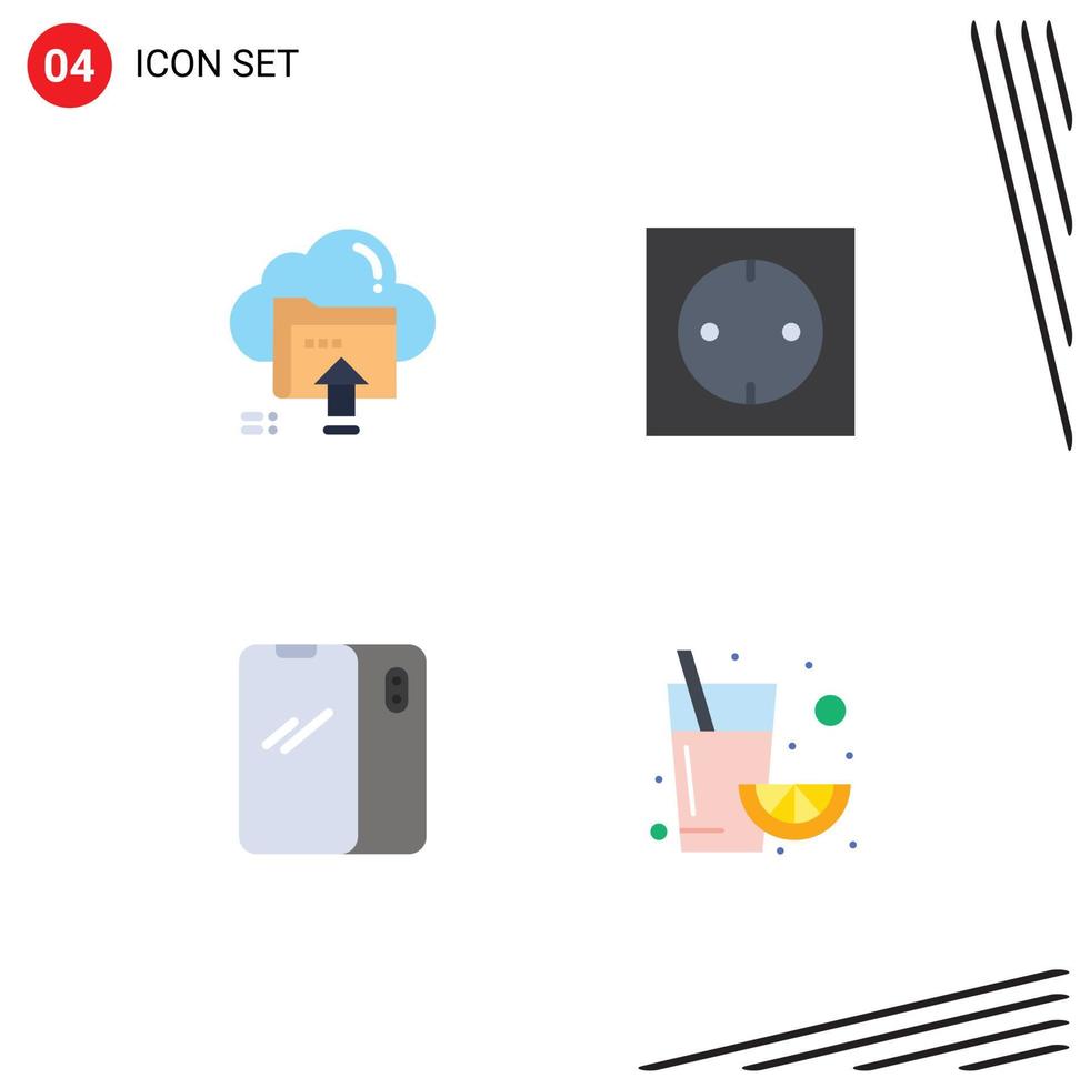 Universal Icon Symbols Group of 4 Modern Flat Icons of upload phone cloud electronic mobile Editable Vector Design Elements