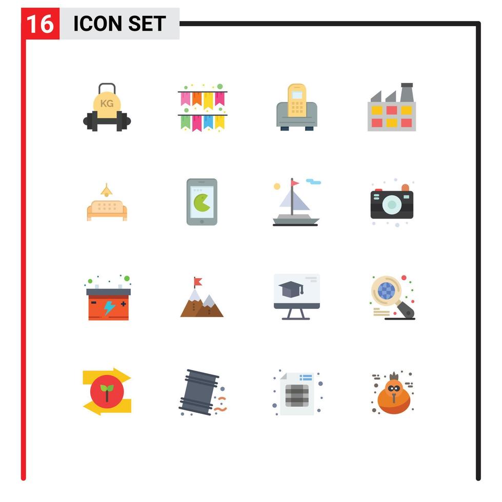 16 Creative Icons Modern Signs and Symbols of lump sofa device industry construction Editable Pack of Creative Vector Design Elements