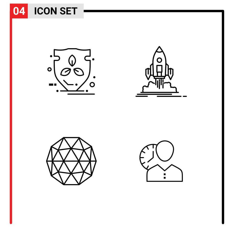 Pictogram Set of 4 Simple Filledline Flat Colors of eco qtum shield shuttle crypto Editable Vector Design Elements
