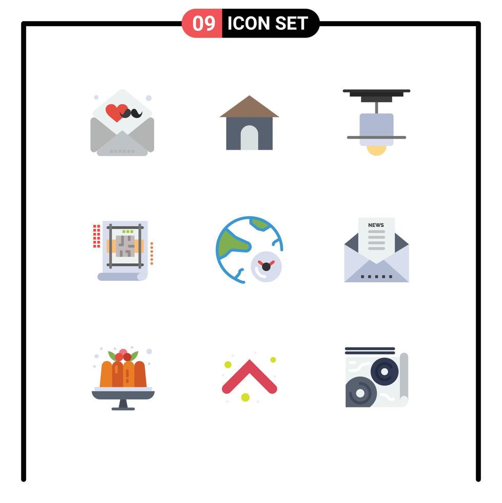 paquete de 9 9 moderno plano colores señales y símbolos para web impresión medios de comunicación tal como análisis plan decoración interior ligero editable vector diseño elementos