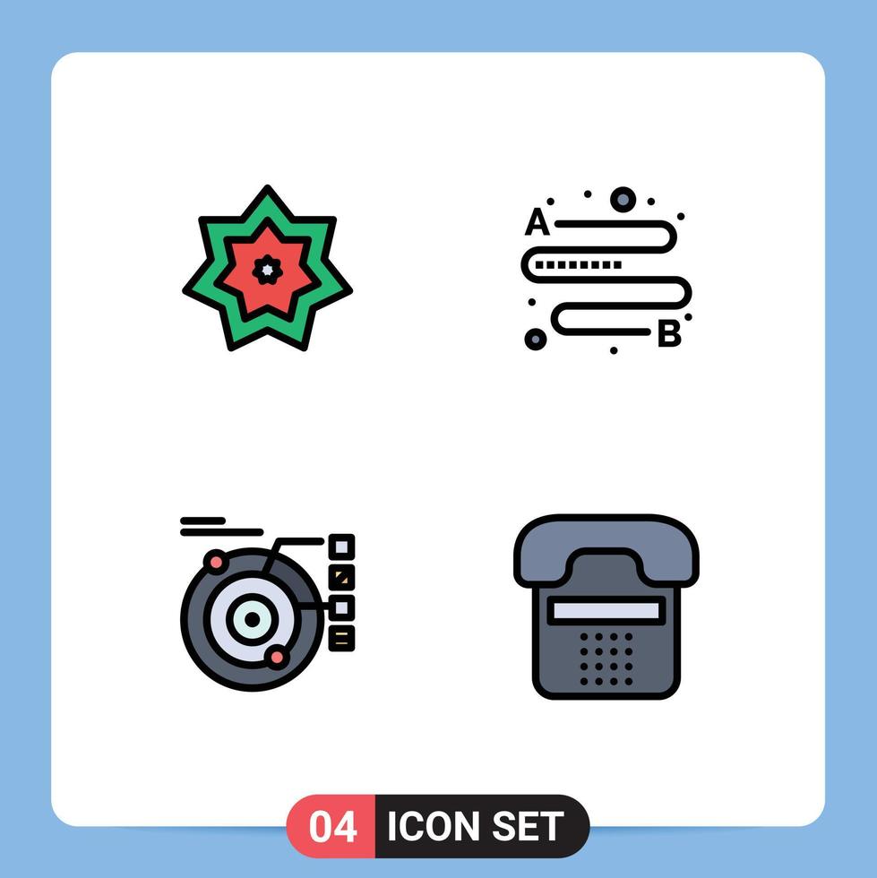 Modern Set of 4 Filledline Flat Colors and symbols such as holy model month travel planetary Editable Vector Design Elements