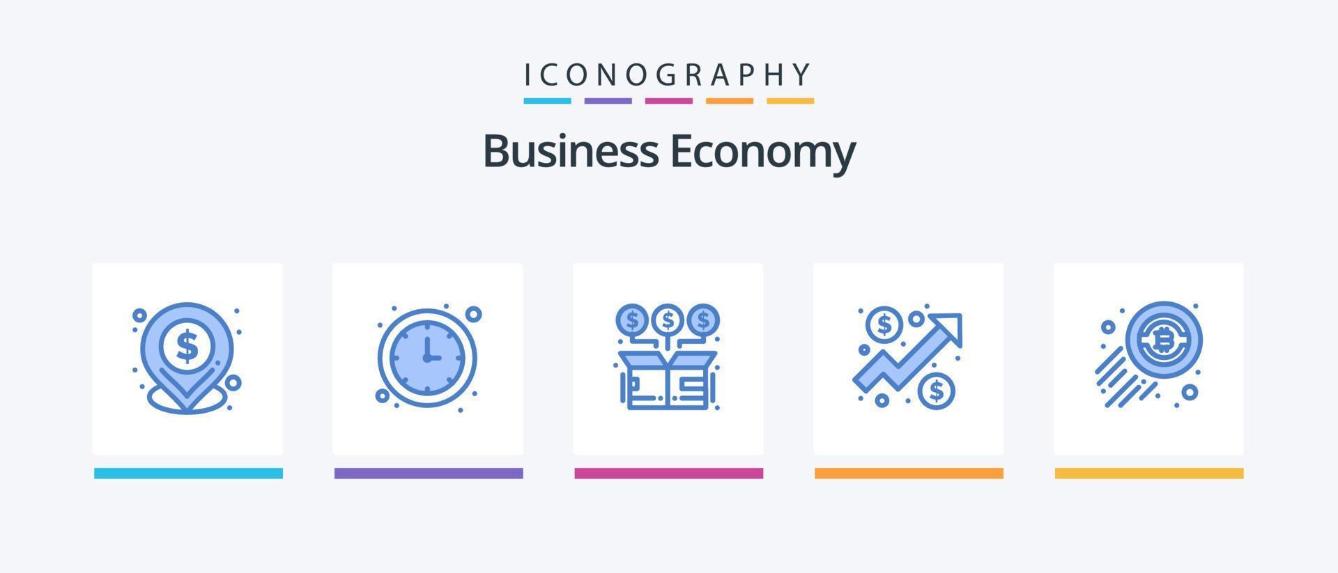 economía azul 5 5 icono paquete incluso dinero. grafico. comprar. dólar. análisis. creativo íconos diseño vector