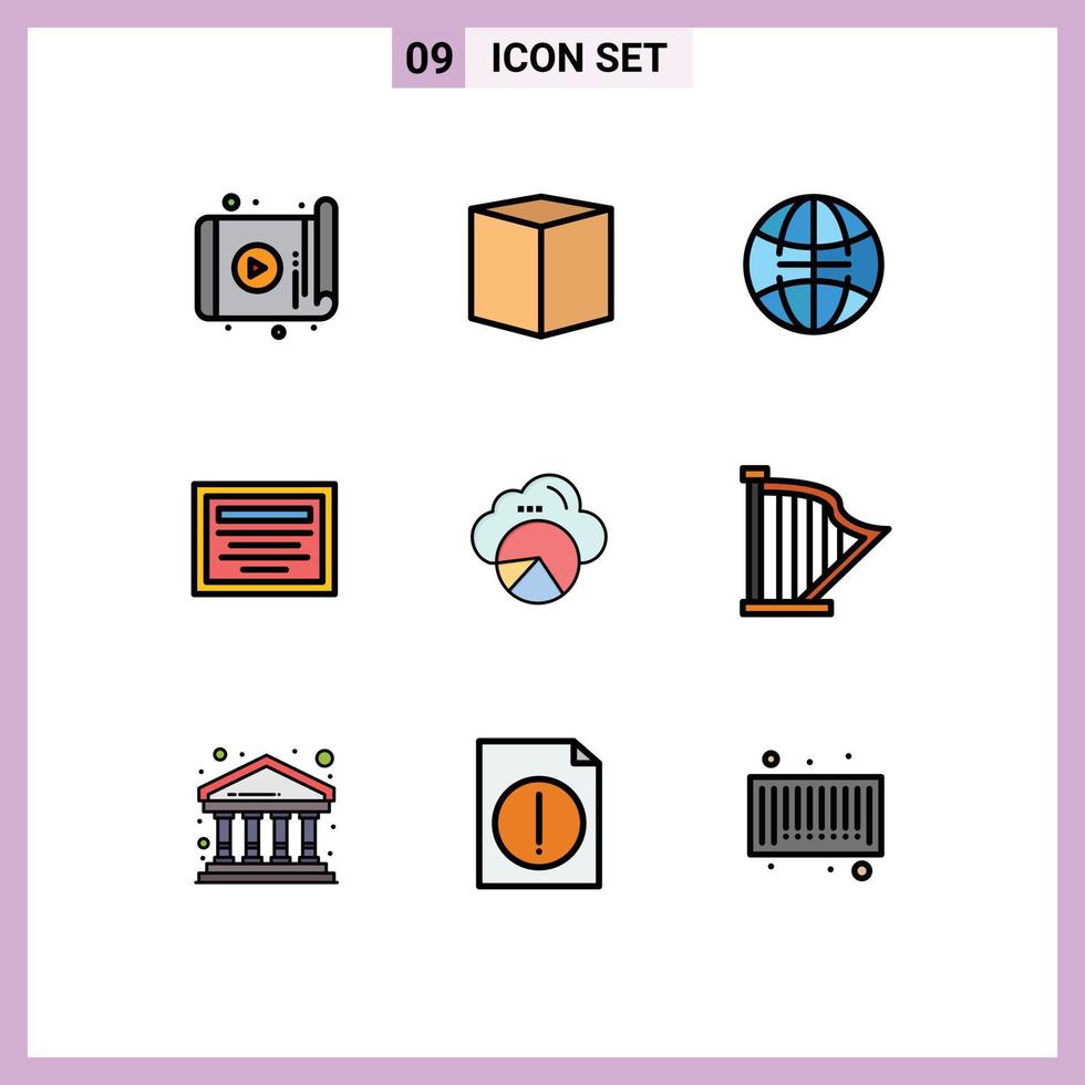 Universal Icon Symbols Group of 9 Modern Filledline Flat Colors of data scince reporting e note education Editable Vector Design Elements