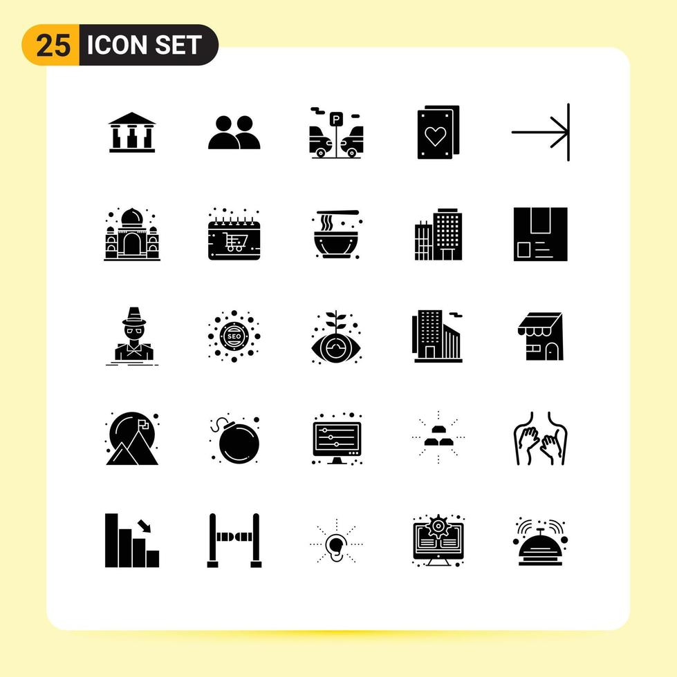 User Interface Pack of 25 Basic Solid Glyphs of mahal finish transport end party Editable Vector Design Elements