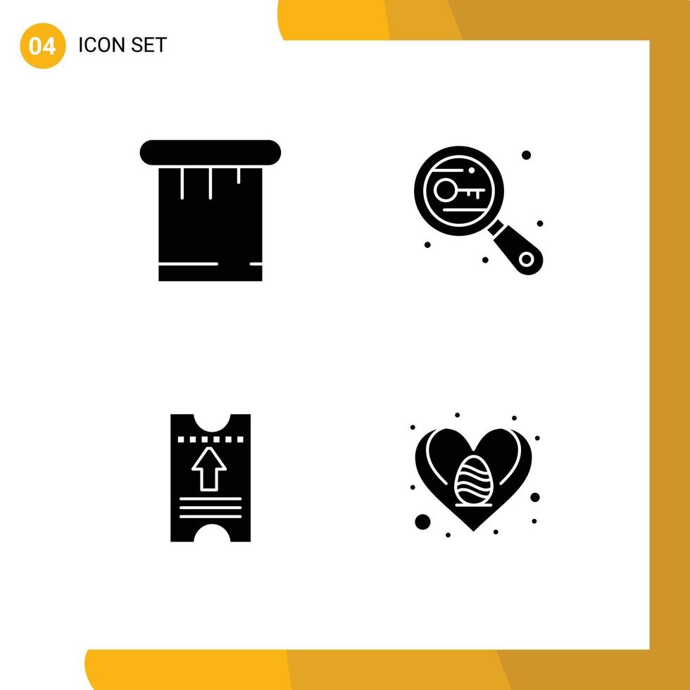 Pictogram Set of 4 Simple Solid Glyphs of paint pass key search arrow Editable Vector Design Elements