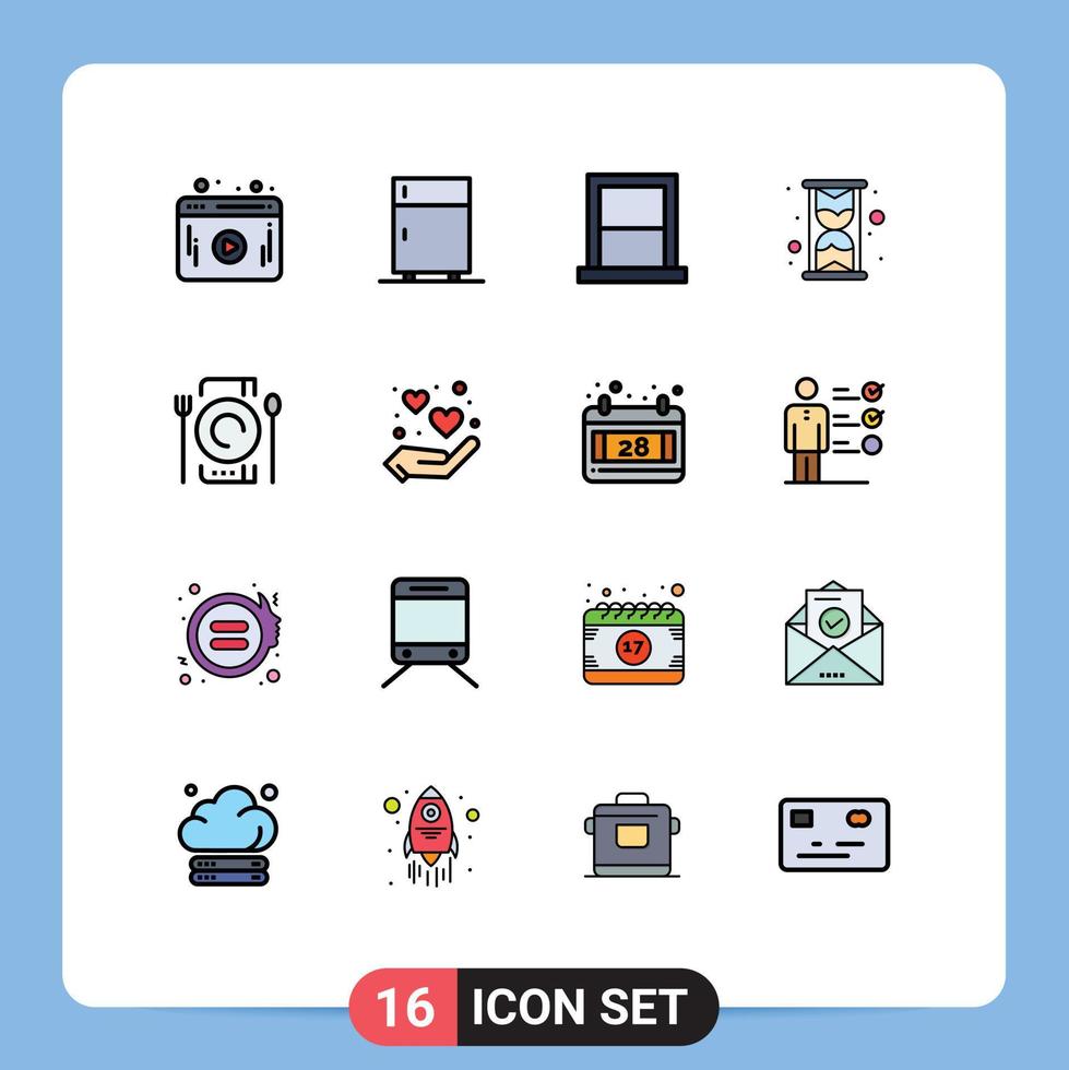 Universal Icon Symbols Group of 16 Modern Flat Color Filled Lines of catering watch appliances hour household Editable Creative Vector Design Elements