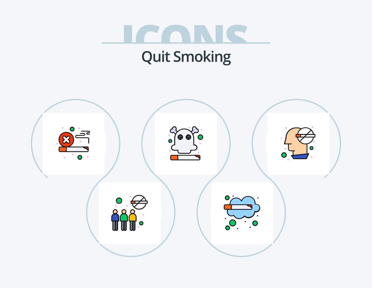 Quit Smoking Line Filled Icon Pack 5 Icon Design. tobacco shop. shop. no. cigarette. quit vector