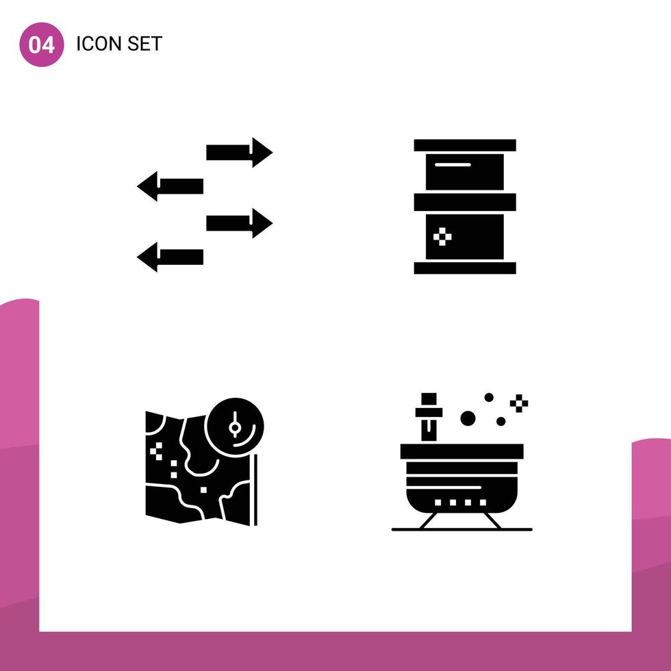 Solid Glyph Pack of 4 Universal Symbols of export gps biochemistry hazardous location Editable Vector Design Elements