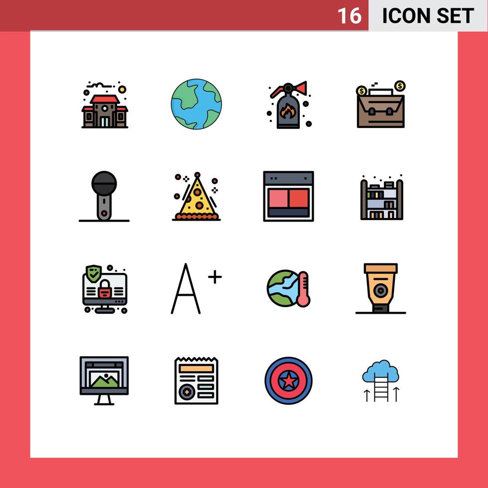 16 Creative Icons Modern Signs and Symbols of microphone devices extinguisher dollar budget Editable Creative Vector Design Elements