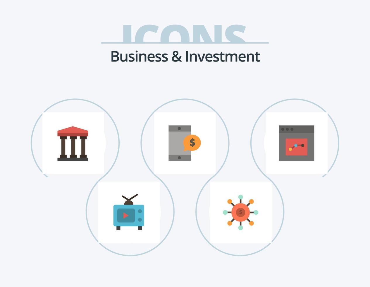 Business And Investment Flat Icon Pack 5 Icon Design. communication. dollar. financial. money. mobile vector