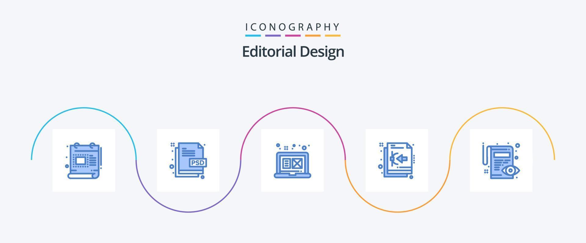 Editorial Design Blue 5 Icon Pack Including document. vector. file type. design. graphic design vector