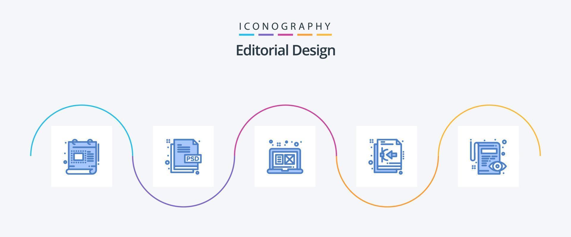 editorial diseño azul 5 5 icono paquete incluso documento. vector. archivo tipo. diseño. gráfico diseño vector