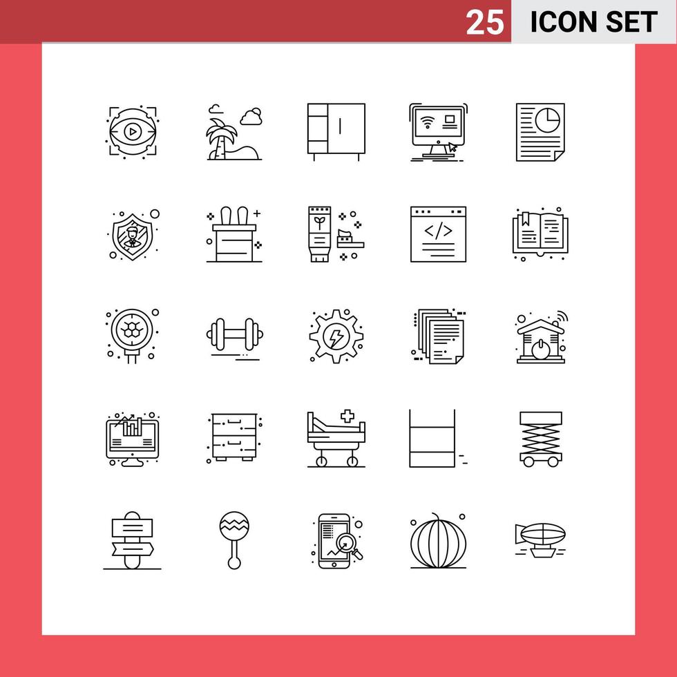 25 Creative Icons Modern Signs and Symbols of data remote furniture monitor control Editable Vector Design Elements