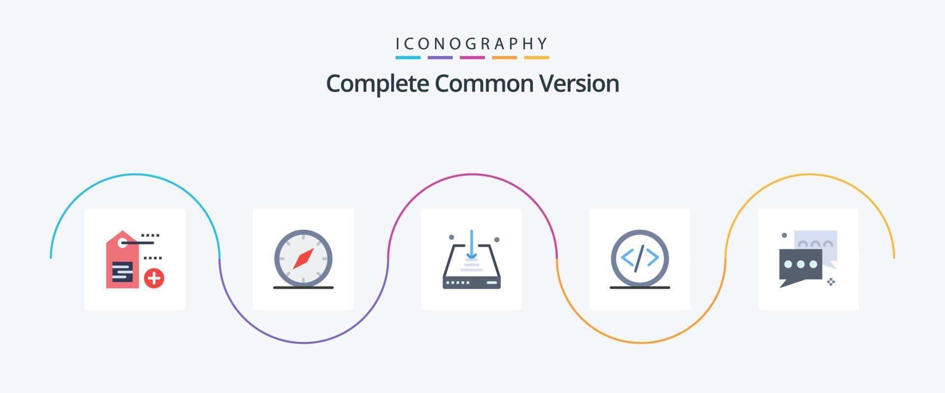 Complete Common Version Flat 5 Icon Pack Including bubble. programming. arrow. development. code vector