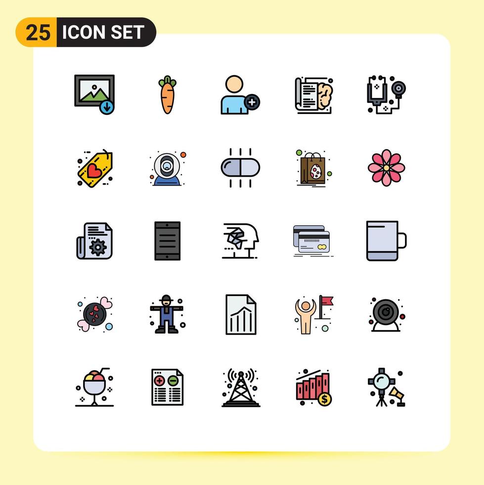 conjunto de 25 moderno ui íconos símbolos señales para herramientas cuidado de la salud multimedia médico conocimiento editable vector diseño elementos