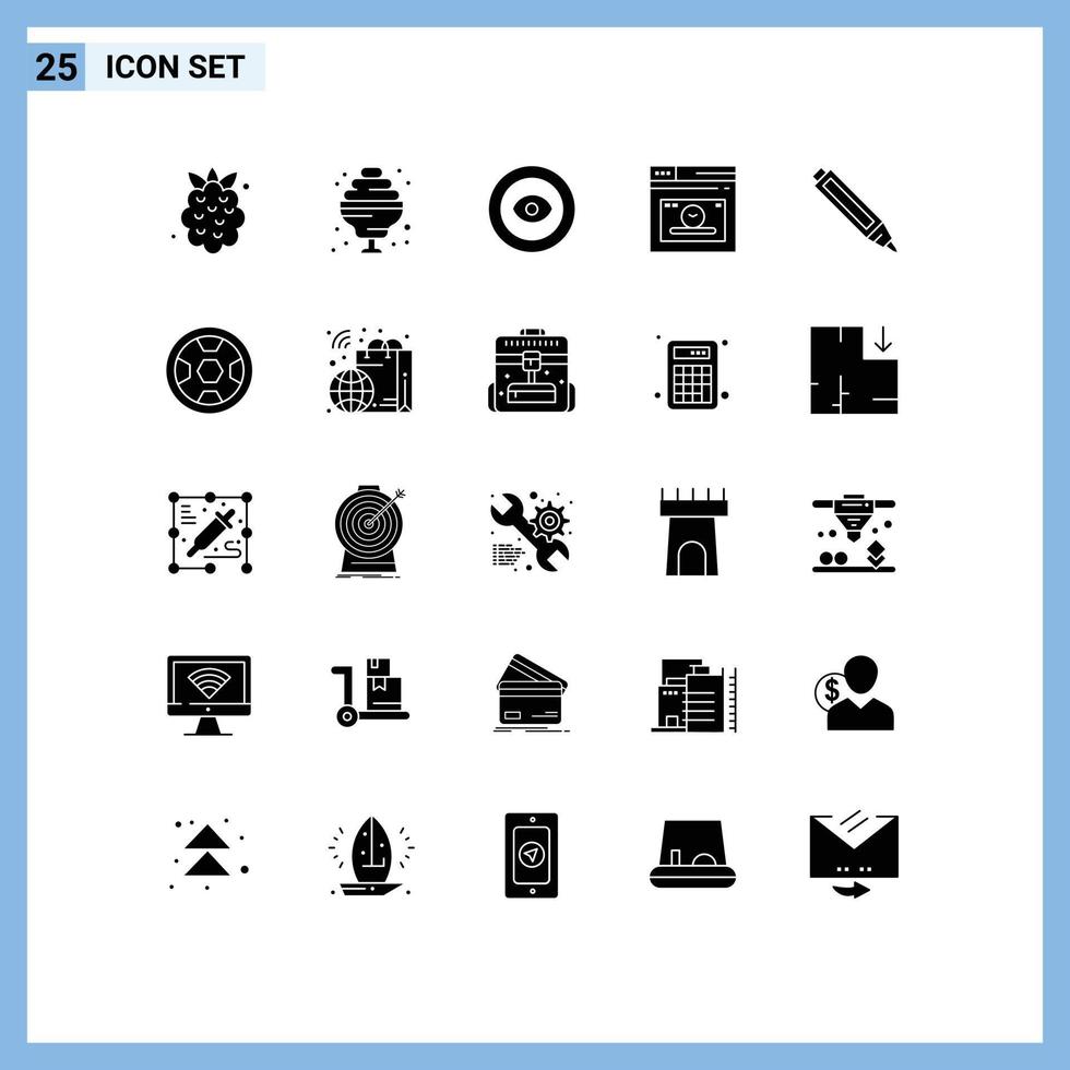 Universal Icon Symbols Group of 25 Modern Solid Glyphs of pencil education award time page Editable Vector Design Elements