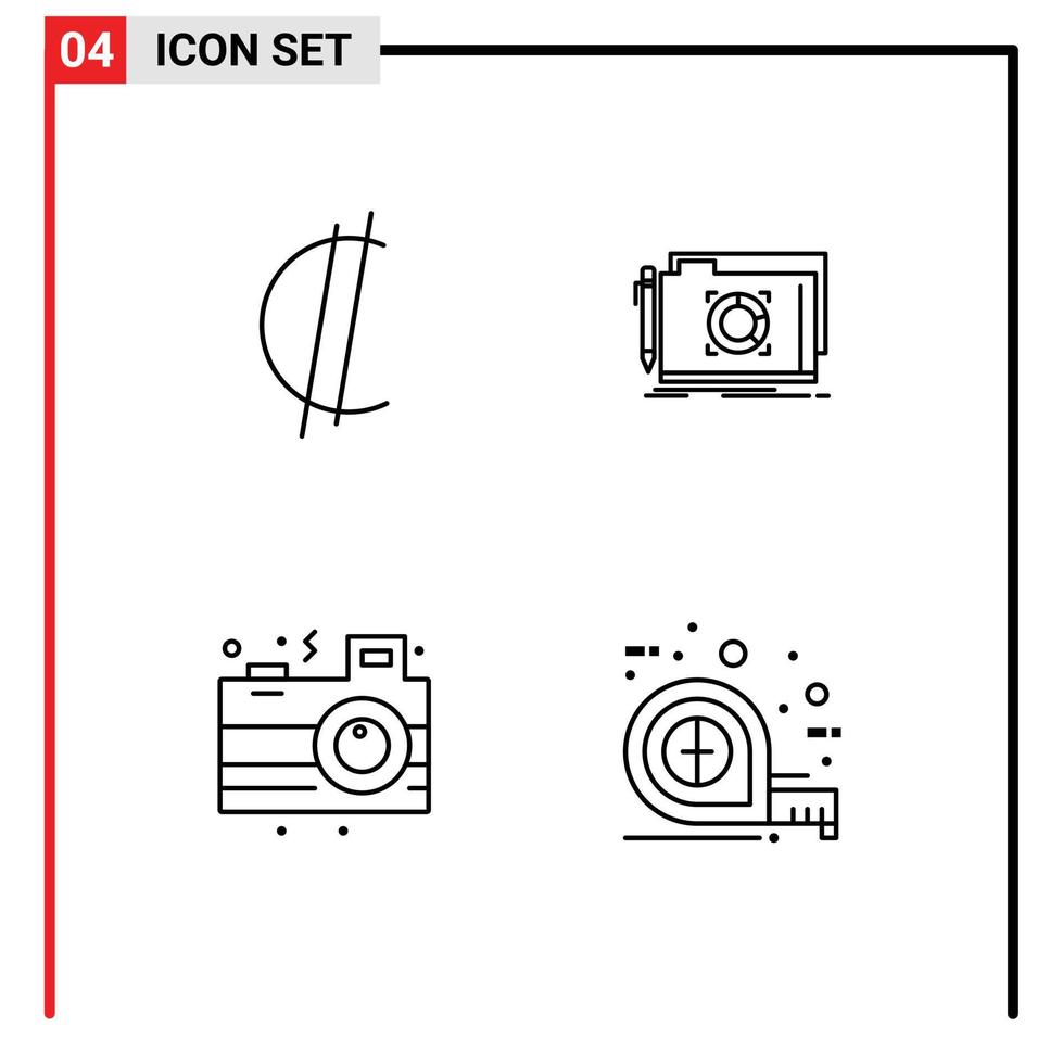 Group of 4 Filledline Flat Colors Signs and Symbols for colon celebration rican target party Editable Vector Design Elements