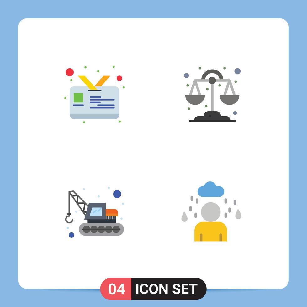 Group of 4 Flat Icons Signs and Symbols for card man chemistry excavator rainy Editable Vector Design Elements