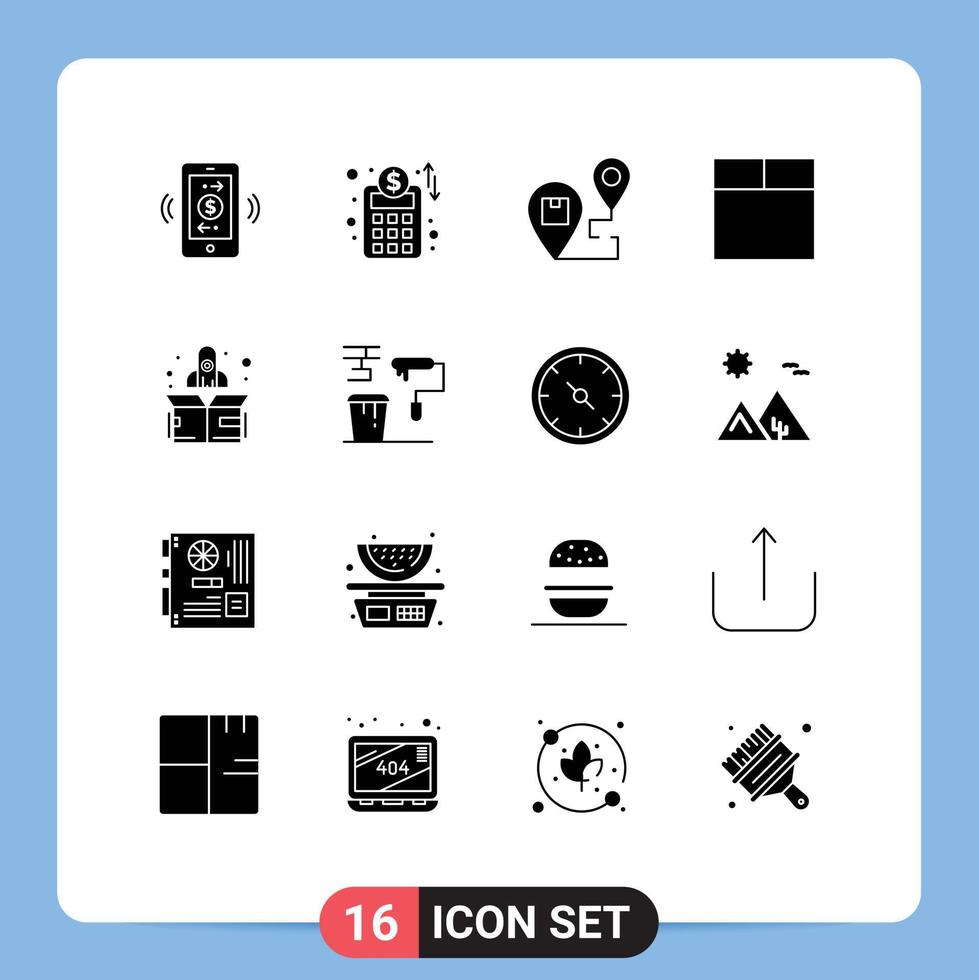 16 Creative Icons Modern Signs and Symbols of brush start destination rocket grid Editable Vector Design Elements