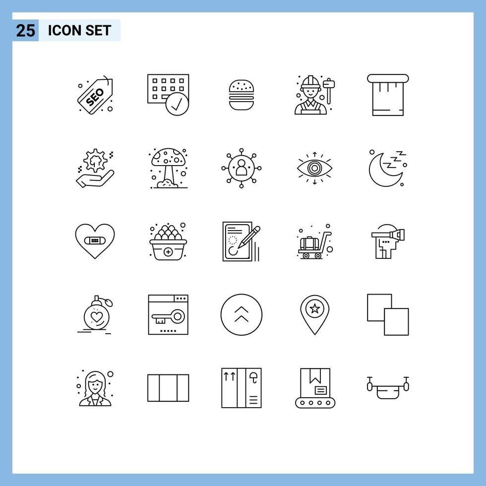 25 Line concept for Websites Mobile and Apps paint worker hardware engineer food Editable Vector Design Elements